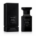 Tom Ford Black Lacquer Eau de Parfum 50ml bottle and its matching black textured packaging box, displayed side-by-side on a clean white background.