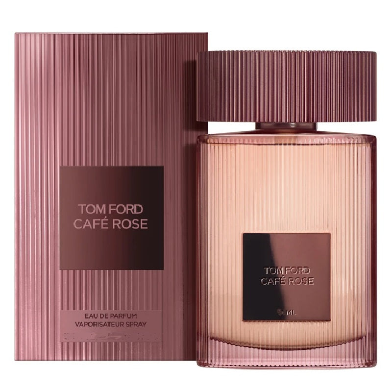 Tom Ford Café Rose 100ml Eau de Parfum bottle and presentation box on a white background.