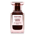 A 50ml bottle of Tom Ford's Cherry Smoke Eau de Parfum with a pink tinted glass container and a white label.