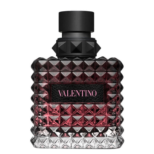 Valentino perfume bottle with black cap on a white background
