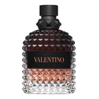 Valentino perfume bottle with geometric design on a white background