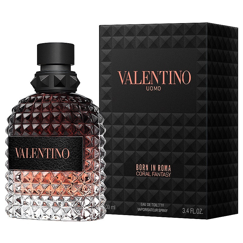 Valentino Uomo perfume bottle and packaging on a white background