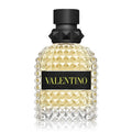 Valentino perfume bottle with black cap on a white background