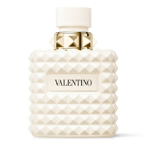 Valentino perfume bottle with textured design on a white background