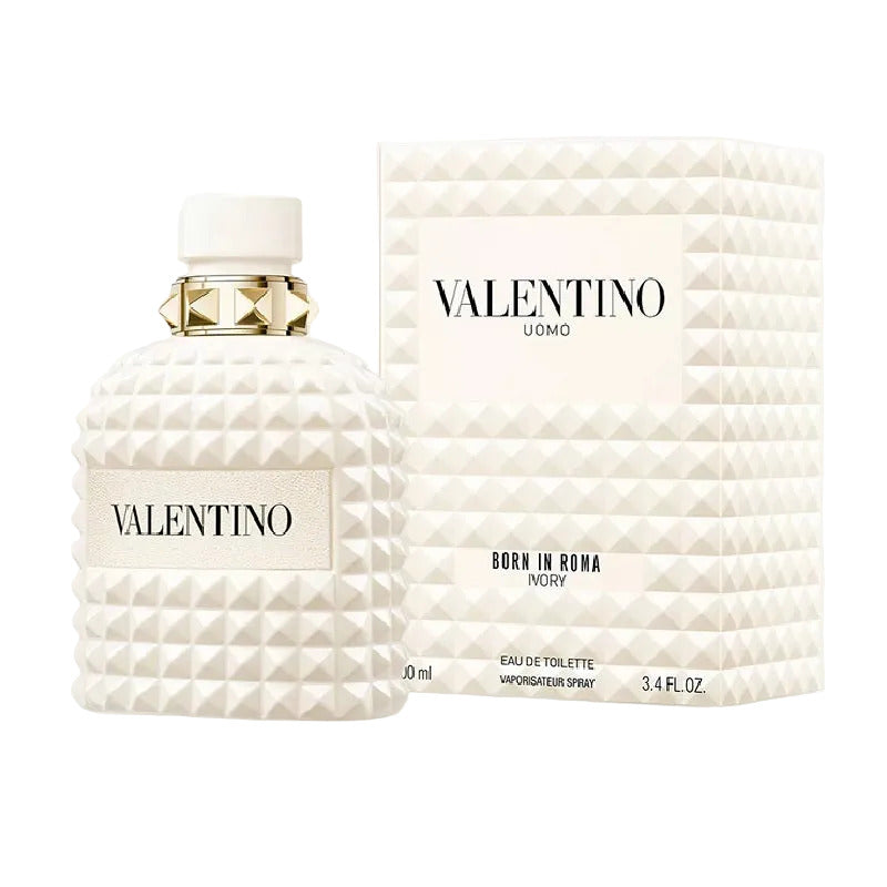 Valentino perfume bottle and packaging on a white background