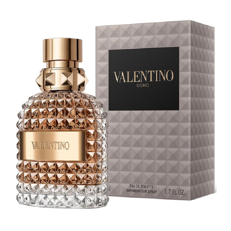 Valentino perfume bottle and packaging on a white background