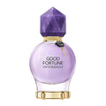 A purple bottle of 'Good Fortune' eau de parfum by Viktor & Rolf with a distinctive geometric purple cap and branding on the bottle.