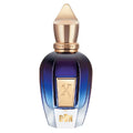 Perfume bottle with gold cap and label on a white background