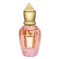 Perfume bottle with gold cap on a white background