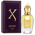 Xerjoff Shooting Stars Gibeon Parfum 50ml bottle with its dark purple box, both featuring gold lettering and a gold 'X' logo on a white background.