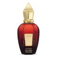 Perfume bottle with gold cap and label on a white background