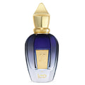 Perfume bottle with gold cap and label on a white background