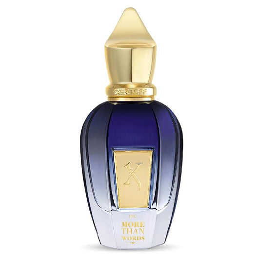 Perfume bottle with gold cap and label on a white background