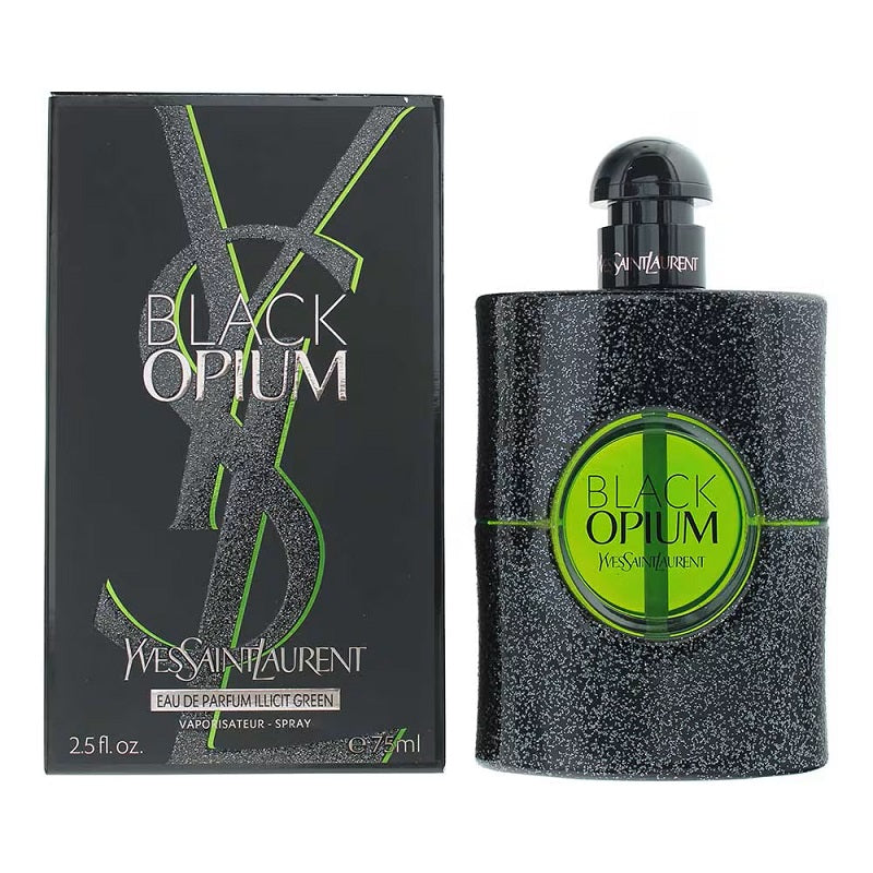 Yves Saint Laurent Black Opium perfume bottle and packaging on a white background