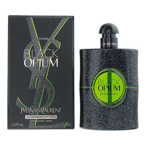 Yves Saint Laurent Black Opium perfume bottle and packaging on a white background