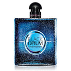 A bottle of Black Opium Intense Eau de Parfum by Yves Saint Laurent with a sparkling blue design.