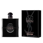 Black Opium Le Parfum by Yves Saint Laurent, a 50ml bottle of eau de parfum, with the product packaging displayed next to it.