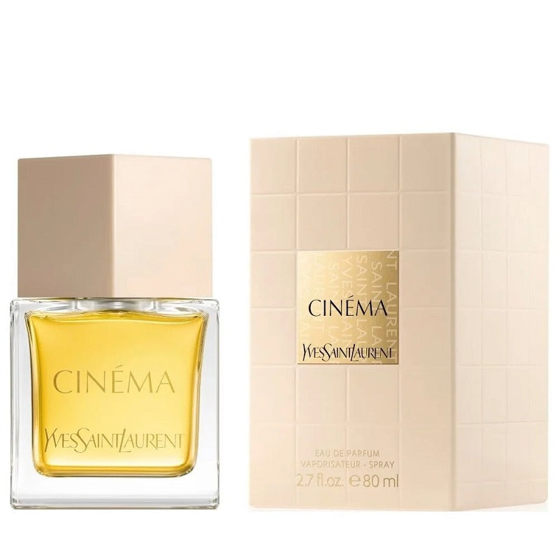 Yves Saint Laurent Cinema perfume bottle and packaging on a white background