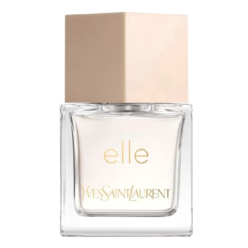 Yves Saint Laurent Elle perfume bottle on a white background