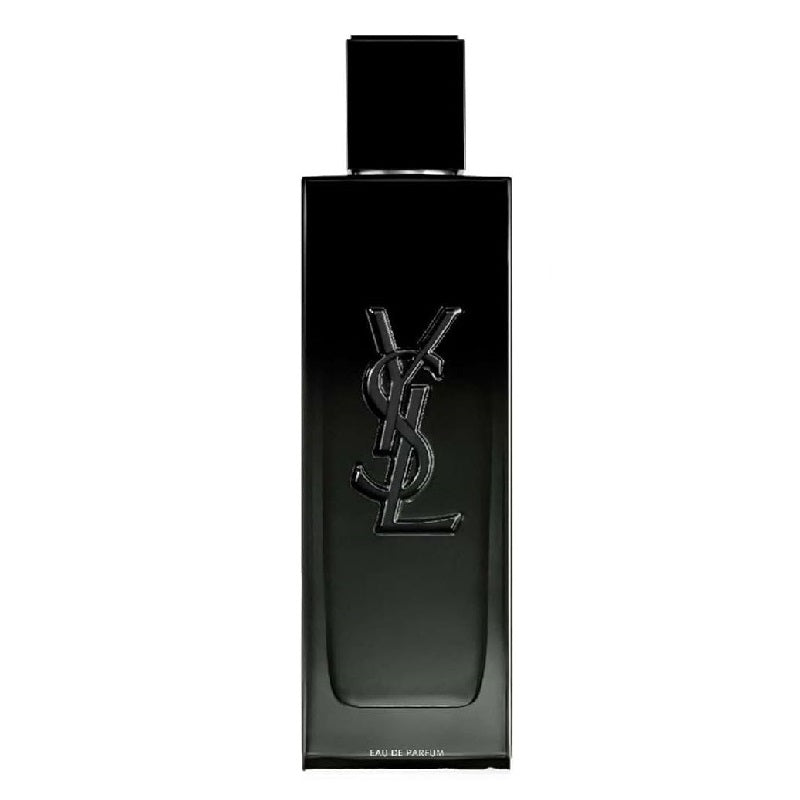 Black YSL perfume bottle on a white background