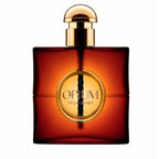 A 50ml bottle of Opium Eau de Toilette by Yves Saint Laurent with a amber colored liquid and a gold-colored label.