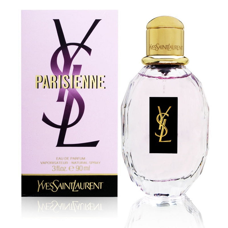 YSL Parisienne perfume bottle and packaging on a white background