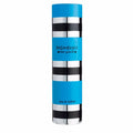 A cylindrical spray bottle of Rive Gauche Eau de Toilette by Yves Saint Laurent, predominantly blue with black and white accents.