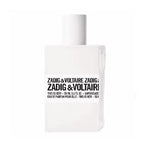 This is Her! 50 ml Eau de Parfum bottle by Zadig & Voltaire – minimalist white design with embossed logo expressing refined modern femininity.
