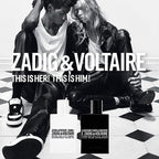 This is Him! 100 ml Eau de Toilette by Zadig & Voltaire – set in a sleek urban scene evoking confidence, warmth, and effortless edge.