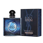 The product image shows the Black Opium Intense perfume by Yves Saint Laurent in a 50ml bottle alongside its packaging box.
