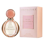 A product image featuring the Bvlgari Rose Goldea Eau de Parfum bottle and packaging. The bottle is in front of the box, which is pink with a clear window showing the product name and quantity.