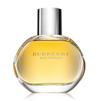 Bottle of Burberry Classic for Women Eau de Parfum with a clear, yellow liquid visible and the brand name 'Burberry' displayed on the label.
