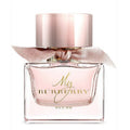 Bottle of My Burberry Blush eau de parfum with a pink ribbon and a rose gold cap.