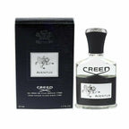 A bottle of Creed Aventus Parfum eau de toilette, which is 50ml in size, with a black label and silver accents.