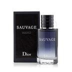 A product image featuring a 100ml bottle of Dior Sauvage Eau de Toilette with its packaging box.