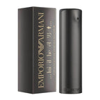 Emporio Armani 'He' eau de toilette spray bottle and packaging box.