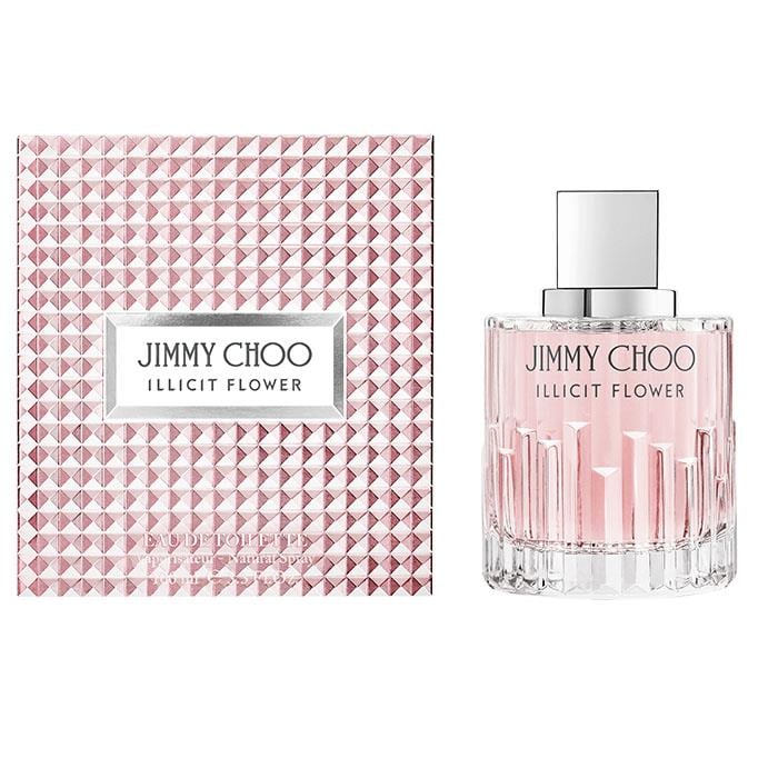 A product image featuring the packaging and bottle of Illicit Flower Eau de Toilette by Jimmy Choo.