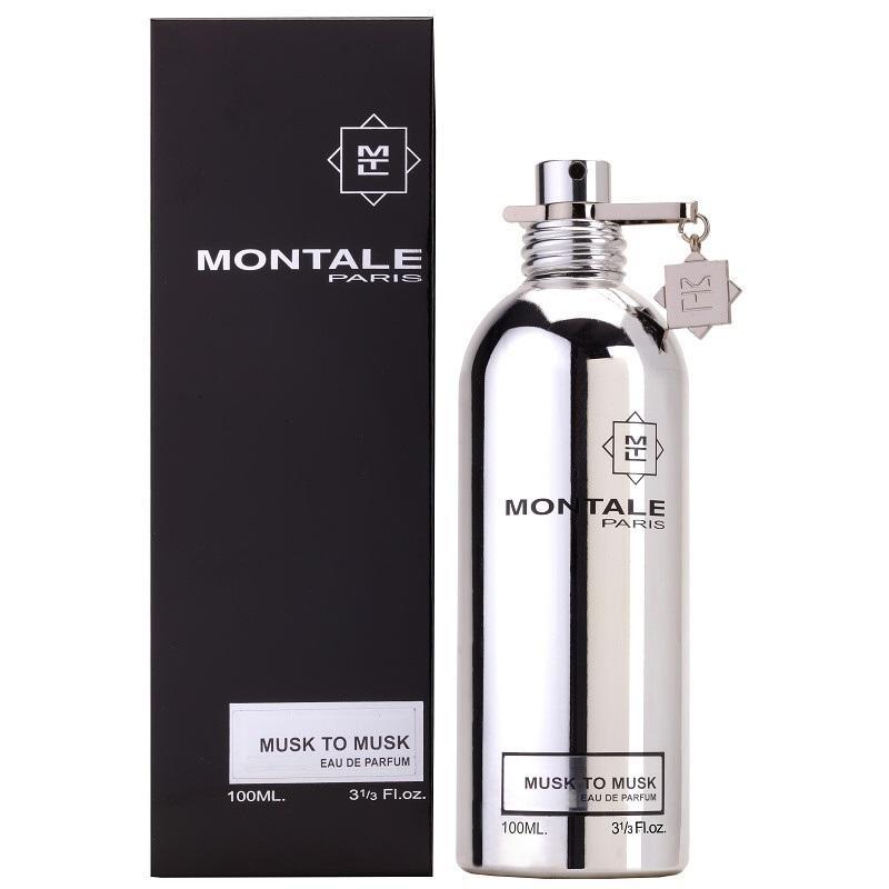 A 100ml bottle of Montale Paris Eau de Parfum spray with a metallic silver design, accompanied by its black packaging box.