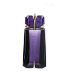 A purple bottle of Mugler's Alien Eau de Parfum with a talisman design.