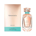 Tiffany & Co. Rose Gold Eau de Parfum bottle and packaging, 75ml size, with pink and gold color scheme.