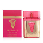 Trussardi 'A Way for Her' Eau de Toilette perfume bottle and packaging, 100ml size, with pink and gold colors and branding details.