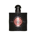 A bottle of Black Opium Eau de Parfum by Yves Saint Laurent with a black sparkling design and a gold label.