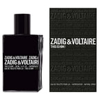 This is Him! 100 ml Eau de Toilette by Zadig & Voltaire – black box and bottle pairing reflecting minimalist style and Parisian cool.